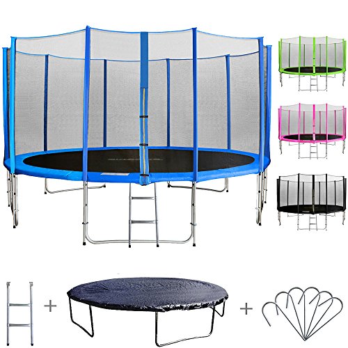 Trampolín De Jardín SixBros SixJump 2,45 M – Con Red De Seguridad, Escalera Y Funda Protectora – Resistente Y Estable (Hasta 120 Kg)